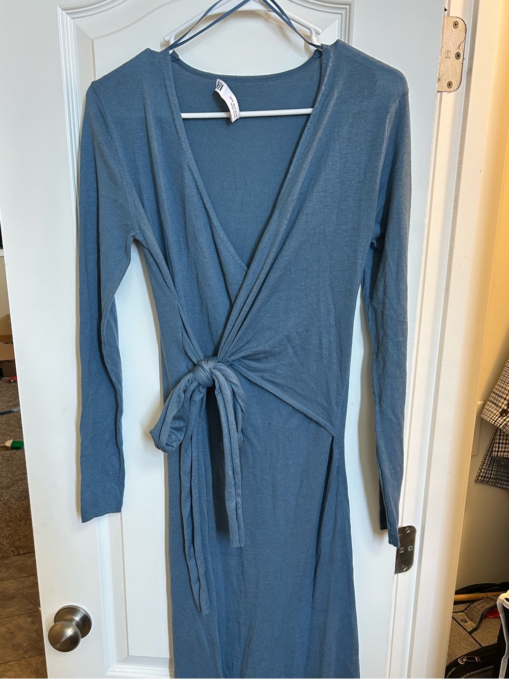 Zara Wrap Tie Midi Dress - Slate Blue